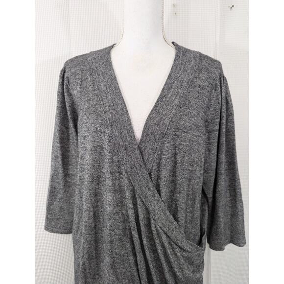 MAURICES! BLACK & WHITE MARLED CRISS-CROSS FRONT, DRAPEY, RUCHED TOP! SZ 2X - Picture 3 of 9